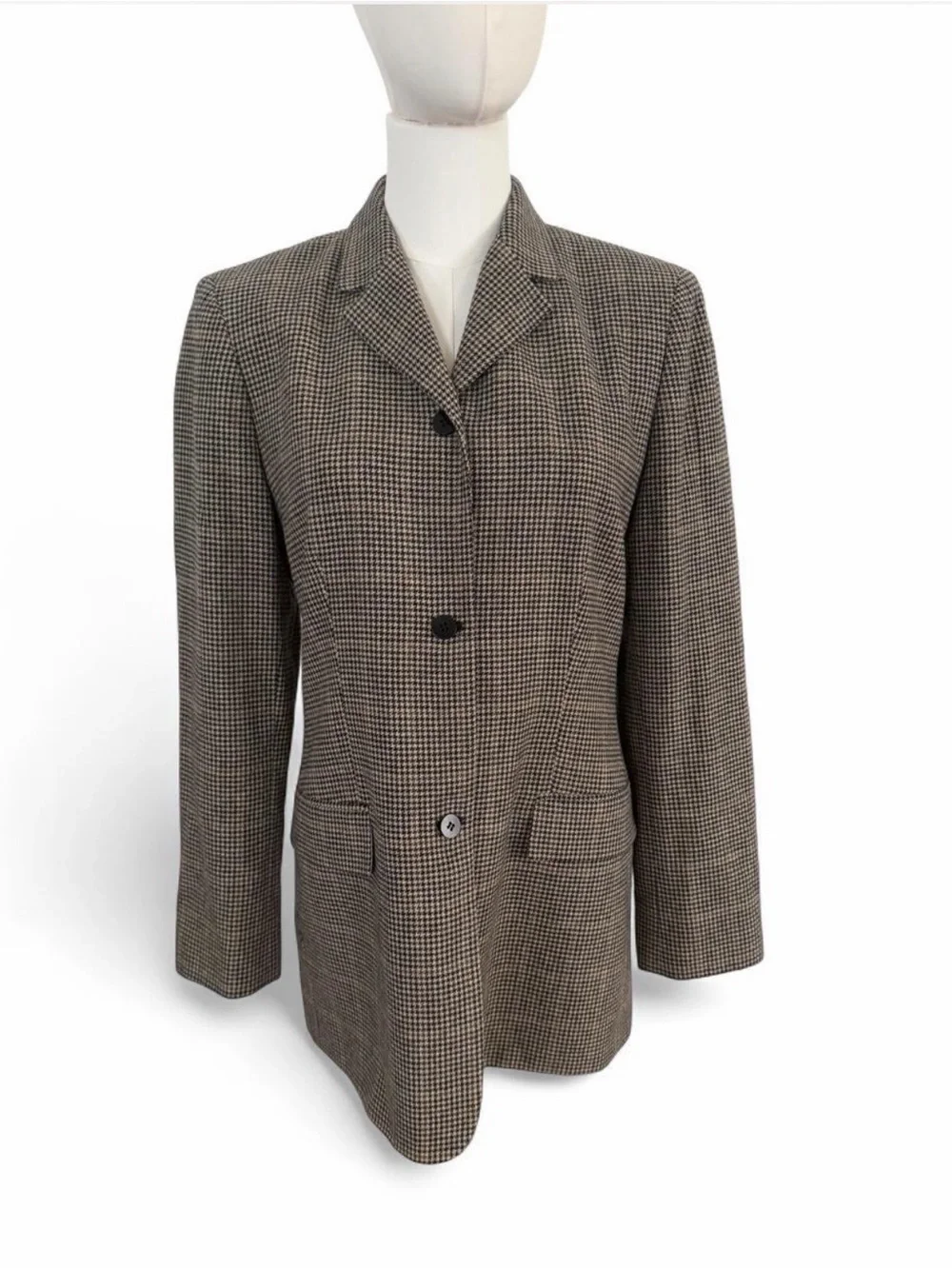 Classic Women's Houndstooth Blazer Jacket in Brown